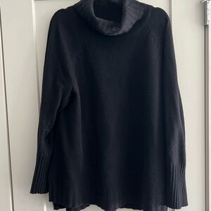 Ann Taylor 100% Cashmere Black Turtleneck Split Hem Sweater Size XXL